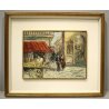 ANTICO QUADRO DIPINTO OLIO TAVOLA D. Bianchi SCENA CITTADINA MERCATO VENDITORE