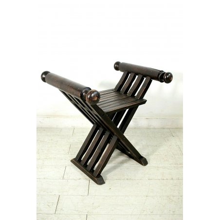 ANTICA SEDIA POLTRONA SAVONAROLA 1800/900 PIEGHEVOLE TORNITA LEGNO CHAIR 