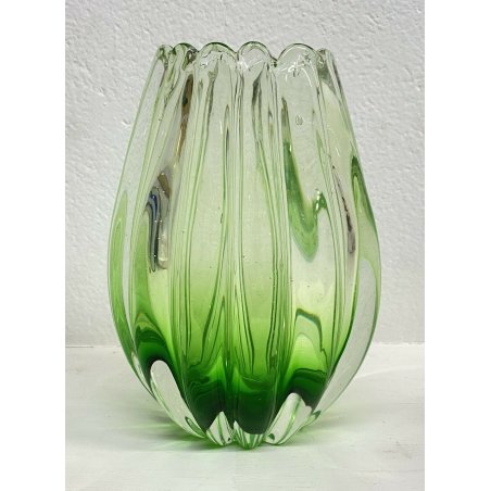 ANTICO VASO VETRO ARCHIMEDE SEGUSO MURANO ART GLASS VERDE MADE IN ITALY ANNI 50
