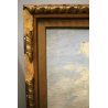 ANTICO QUADRO DIPINTO OLIO TAVOLA Guido Cinotti PAESAGGIO ASTRATTO TRAMONTO BLU 