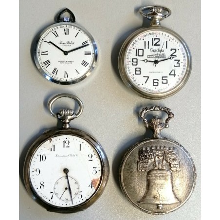 4pz ANTICO OROLOGIO tasca IWC argento 900 FERROVIE Liberty Bell OLD POCKET WATCH