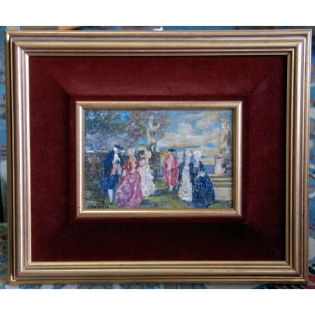 ANTICO QUADRO VINCENZO LA BELLA NAPOLI DIPINTO OLIO PARIGI TUILERIES VENEZIA ART