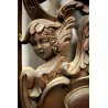 ANTICO FREGIO LEGNO PIOPPO SCOLPITO FORMELLA DECORO FOGLIE VOLUTE PUTTI '800 