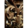 ANTICO FREGIO LEGNO PIOPPO SCOLPITO FORMELLA DECORO FOGLIE VOLUTE PUTTI '800 
