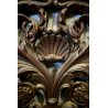 ANTICO FREGIO LEGNO PIOPPO SCOLPITO FORMELLA DECORO FOGLIE VOLUTE PUTTI '800 