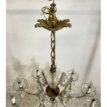 GRANDE LAMPADARIO LIBERTY MARIA TERESA VETRO MURANO PRIMI 1900 GOCCE GLASS LAMP