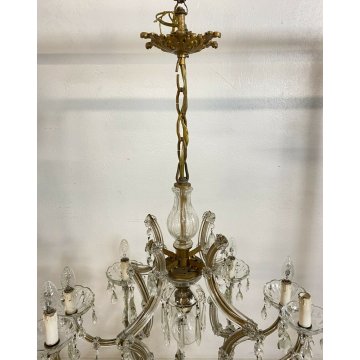 GRANDE LAMPADARIO LIBERTY MARIA TERESA VETRO MURANO PRIMI 1900 GOCCE GLASS LAMP