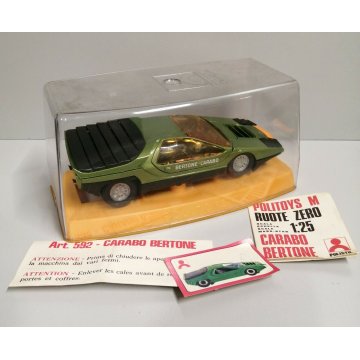 Rara POLITOYS S 592 Alfa Romeo BERTONE CARABO verde MODELLINO AUTO CORSA 1:25