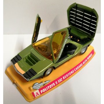 Rara POLITOYS S 592 Alfa Romeo BERTONE CARABO verde MODELLINO AUTO CORSA 1:25
