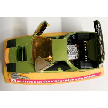 Rara POLITOYS S 592 Alfa Romeo BERTONE CARABO verde MODELLINO AUTO CORSA 1:25