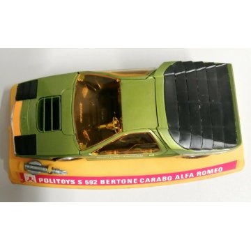 Rara POLITOYS S 592 Alfa Romeo BERTONE CARABO verde MODELLINO AUTO CORSA 1:25