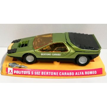 Rara POLITOYS S 592 Alfa Romeo BERTONE CARABO verde MODELLINO AUTO CORSA 1:25