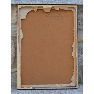QUADRO LAMBERTO LAMBERTI OLIO MASONITE DIPINTO BERGAMO CASE RURALI (1925-2003)