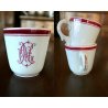 6Pz  ANTICA TAZZA CERAMICA Ginori DOPPIO PESSORE CIOCCOLATA Monogramma CN '800