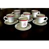 6Pz  ANTICA TAZZA CERAMICA Ginori DOPPIO PESSORE CIOCCOLATA Monogramma CN '800