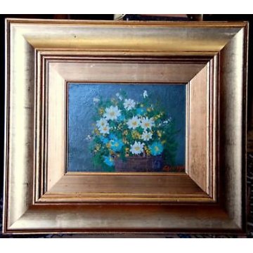 ANTICO QUADRO PAESAGGIO CARLETTO GIORGIS VAL VIGEZZO FIORI NATURA DIPINTO EPOCA