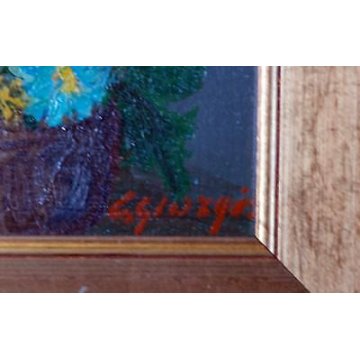 ANTICO QUADRO PAESAGGIO CARLETTO GIORGIS VAL VIGEZZO FIORI NATURA DIPINTO EPOCA