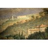 ANTICO QUADRO DISEGNO ACQUERELLO PAESAGGIO VEDUTA NATURALISTICA CORNICE '800