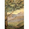 ANTICO QUADRO DISEGNO ACQUERELLO PAESAGGIO VEDUTA NATURALISTICA CORNICE '800