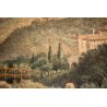 ANTICO QUADRO DISEGNO ACQUERELLO PAESAGGIO VEDUTA NATURALISTICA CORNICE '800