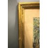 ANTICO QUADRO DISEGNO ACQUERELLO PAESAGGIO VEDUTA NATURALISTICA CORNICE '800