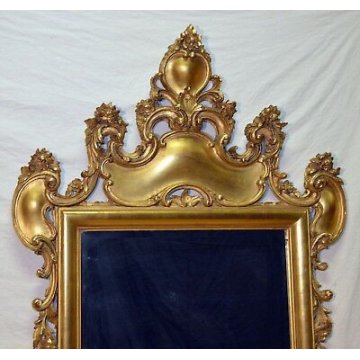 ANTICA SPECCHIERA LIBERTY CORNICE DORATA QUADRO SPECCHIO MOLATO OLD GOLD MIRROR 
