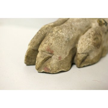 ANTICO FREGIO FRAMMENTO SCULTURA MARMO ZAMPA FERINA ARTIGLIATA PATINA FERMACARTE