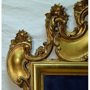 ANTICA SPECCHIERA LIBERTY CORNICE DORATA QUADRO SPECCHIO MOLATO OLD GOLD MIRROR 