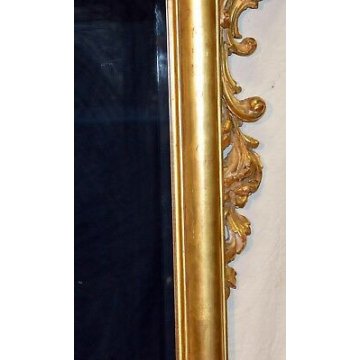 ANTICA SPECCHIERA LIBERTY CORNICE DORATA QUADRO SPECCHIO MOLATO OLD GOLD MIRROR 