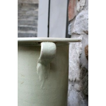 ANTICO VASO DA NOTTE GABINETTO CAMERA TOILETTE CERAMICA SMALTATA BIANSATO PITALE