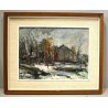 COPPIA QUADRO DIPINTO OLIO Giovanni Balansino CAMPAGNA LOMBARDA - NEVICATA 1968