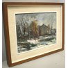 COPPIA QUADRO DIPINTO OLIO Giovanni Balansino CAMPAGNA LOMBARDA - NEVICATA 1968