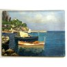 ANTICO PICCOLO QUADRO DIPINTO OLIO ATTR Oscar Ghiglia MARINA BARCHE TOSCANA '900