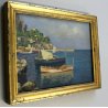 ANTICO PICCOLO QUADRO DIPINTO OLIO ATTR Oscar Ghiglia MARINA BARCHE TOSCANA '900