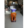 STATUA PORTAVASO VINTAGE ELEFANTE ASIATICO CERAMICA POLICROMA 56x27x55cm/h '900