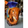 STATUA PORTAVASO VINTAGE ELEFANTE ASIATICO CERAMICA POLICROMA 56x27x55cm/h '900