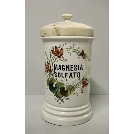 ANTICO RARO VASO ALBARELLO FARMACIA CERAMICA Ginori L MAGNESIA SOLFATO PRIMI 900
