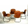 SET4 SEDIE Sabrina DESIGN GASTONE RINALDI Rima ACCIAIO CROMATO CUSCINO COGNAC 70