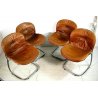 SET4 SEDIE Sabrina DESIGN GASTONE RINALDI Rima ACCIAIO CROMATO CUSCINO COGNAC 70