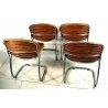 SET4 SEDIE Sabrina DESIGN GASTONE RINALDI Rima ACCIAIO CROMATO CUSCINO COGNAC 70