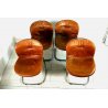 SET4 SEDIE Sabrina DESIGN GASTONE RINALDI Rima ACCIAIO CROMATO CUSCINO COGNAC 70