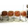 SET4 SEDIE Sabrina DESIGN GASTONE RINALDI Rima ACCIAIO CROMATO CUSCINO COGNAC 70