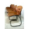 SET4 SEDIE Sabrina DESIGN GASTONE RINALDI Rima ACCIAIO CROMATO CUSCINO COGNAC 70