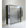 PORTAFOTO VINTAGE BLOCCO PLEXIGLASS ACCIAIO SATINATO 18X18X9cm MINIMAL STYLE 70s