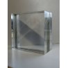 PORTAFOTO VINTAGE BLOCCO PLEXIGLASS ACCIAIO SATINATO 18X18X9cm MINIMAL STYLE 70s
