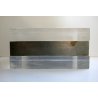 PORTAFOTO VINTAGE BLOCCO PLEXIGLASS ACCIAIO SATINATO 18X18X9cm MINIMAL STYLE 70s