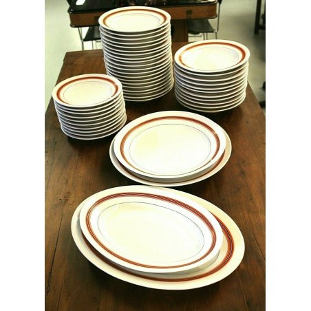 ANTICO RARO SERVIZIO PIATTI CERAMICA BIANCA Ginori DECORO RIGA ARANCIONE 800/900