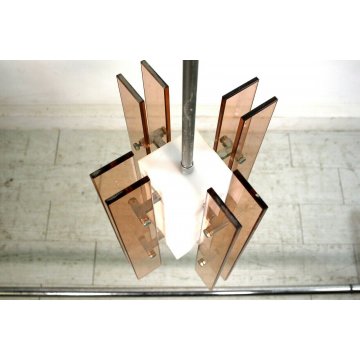 LAMPADARIO SOSPENSIONE VINTAGE DESIGN MODERNO METALLO CRISTALLO PLEXIGLASS '70s