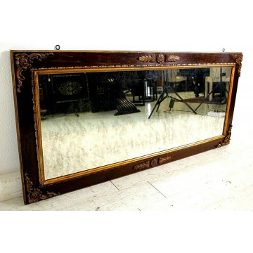 ANTICA SPECCHIERA RETTANGOLARE PARETE LEGNO INSERTI DORATI STILE CARLOX ANNI '50
