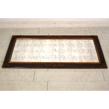 ANTICA SPECCHIERA RETTANGOLARE PARETE LEGNO INSERTI DORATI STILE CARLOX ANNI '50